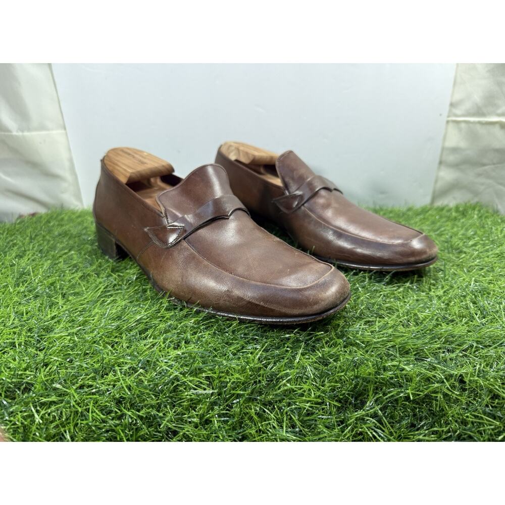 RARE Vintage Bally of Switzerland Brown Leather Slip On Loafers Shoes Mens 9 D
